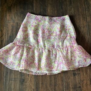 Wildfox Floral Pink Ruffle Skirt
